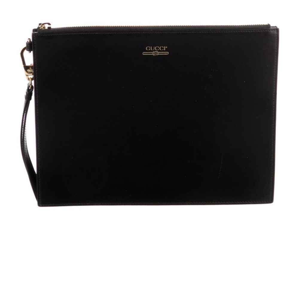 Gucci Black Leather Wristlet Clutch